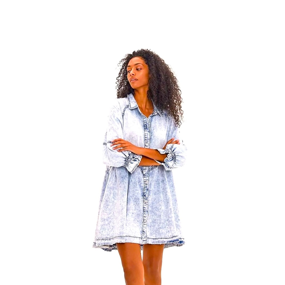 Free People We The Free Hannah Denim Mini Dress